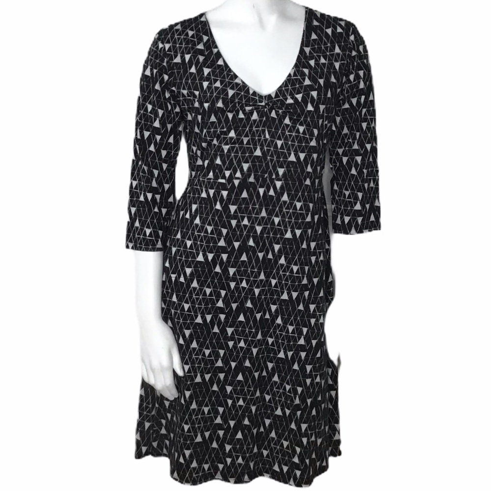 Toad & Co. Rosalinda Dress Black Line Print New